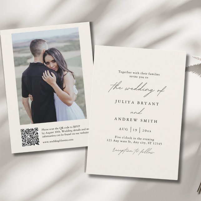 Invitation Code QR minimal avec mariage photo (Créateur téléchargé)
