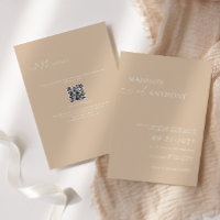 Code QR minimaliste Beige RSVP tout en un Mariage