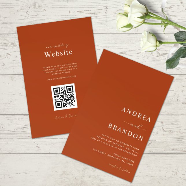 Invitation Code QR minimaliste en terre cuite tout en un Mari (Créateur téléchargé)