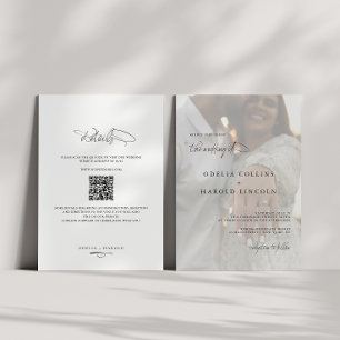 Invitation Code QR minimaliste Mariage photo noir blanc