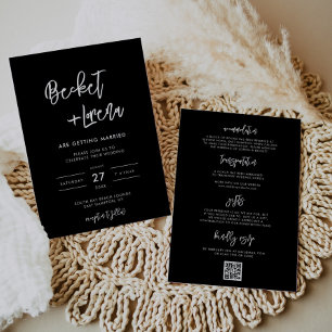 Invitation Code QR minimaliste moderne et détails mariage noi