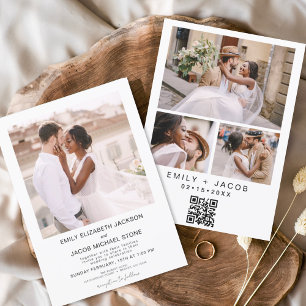 Invitation Code QR Minimaliste photo Mariage blanc