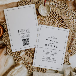 Invitation Code QR minimaliste Retour tout en un Mariage