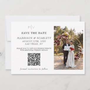 Invitation Code QR moderne Photo Retour Enregistrer la date