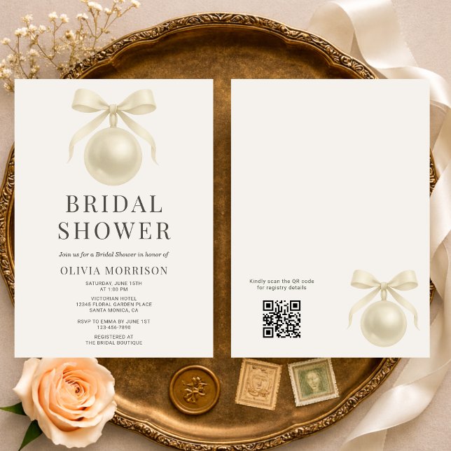Invitation Code QR Perles Blanches pour la Mariée (Créateur téléchargé)