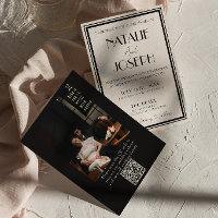 Code QR Photo Mariage Crème Noir Élégant Vieille F