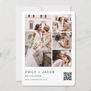 Invitation Code QR photo minimaliste Mariage blanc