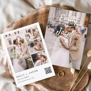 Invitation Code QR photo minimaliste Mariage blanc
