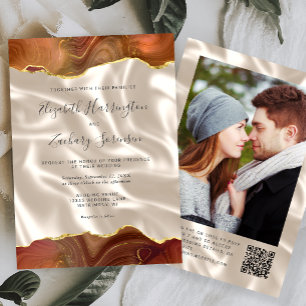 Invitation Code QR photo soie ivoire agate orange brûlée