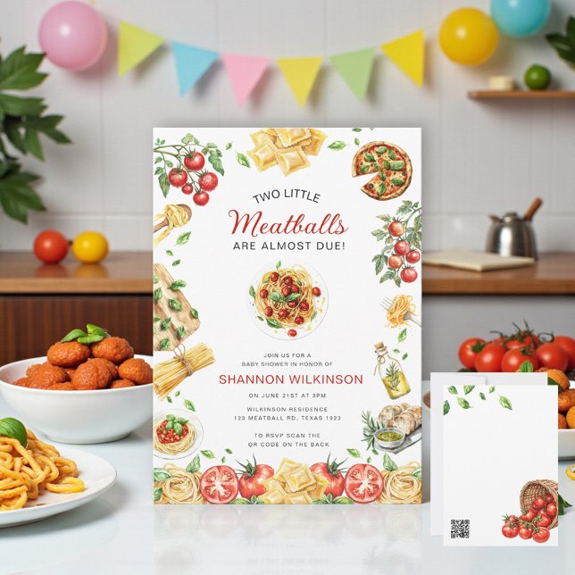 Invitation Code QR pour la Baby Shower 'Deux Petits Boulettes (Créateur téléchargé)