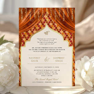 Invitation Code QR Quatrefoil Or Jaune Mariage Sikh