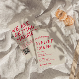 Invitation Code QR Rétro Écrit à la main coloré Mariage moder