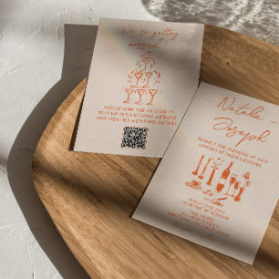 Invitation Code QR Retro main tiré Mariage coloré brillant