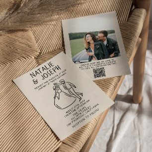 Invitation Code QR Retro Main tirée Quirky Mariage photo