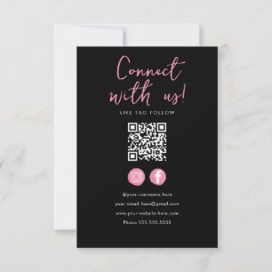 Invitation Code Qr Rose Noir Minimaliste Connectez-Vous Avec 