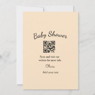 Invitation Code QR simple pour baby shower avec nom et texte