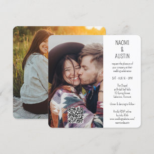 Invitation Code QR Simple Unique 2 Mariage photo tout-en-un