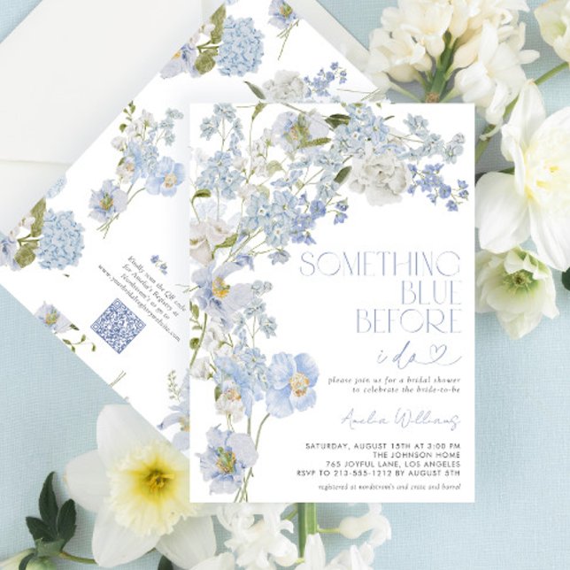 Invitation Code QR Something Blue Before I Do Floral Shower (Créateur téléchargé)
