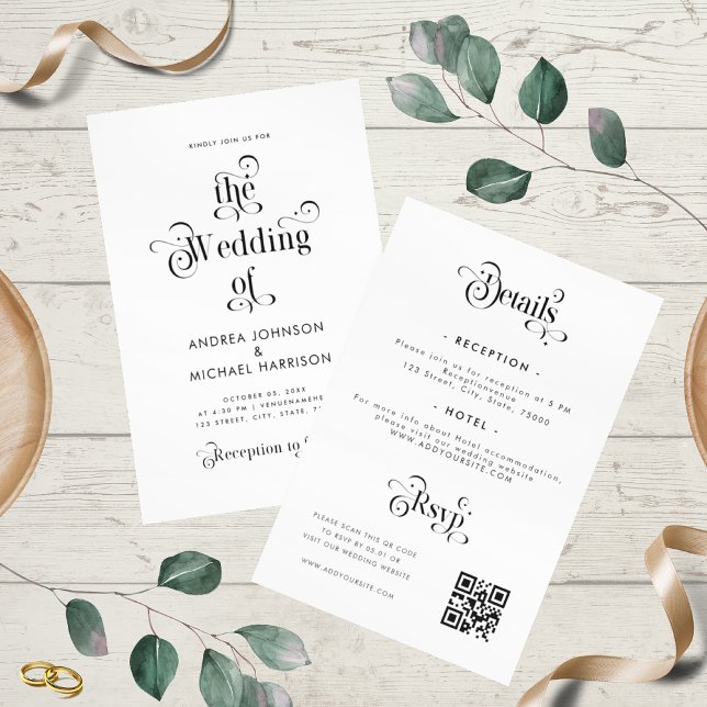 Invitation Code QR typographique rétro tout en un blanc propr (Créateur téléchargé)