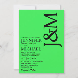 Invitation Code QR vert citron minimaliste au dos du mariage