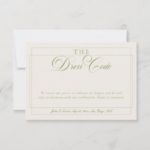 Invitation Code vestimentaire formel calligraphié ivoire vert