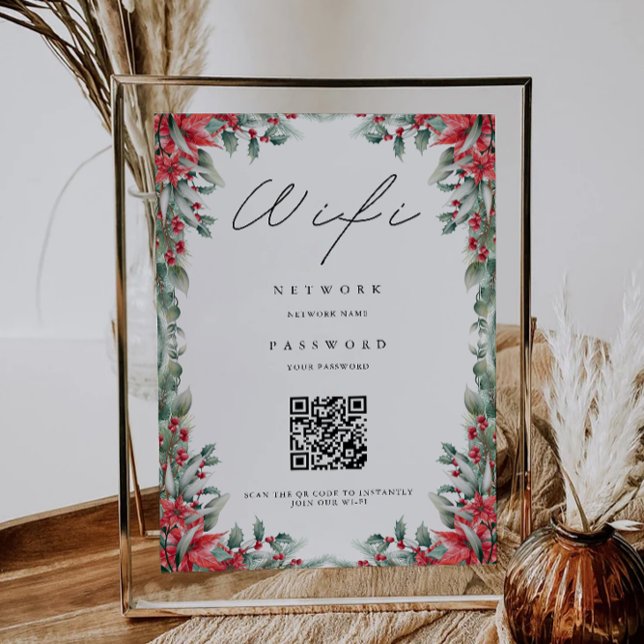 Invitation Code Wifi de Noël, Code QR Connexion Wifi Wifi (Christmas Wifi Code, QR Code Wifi Connect Invitation)