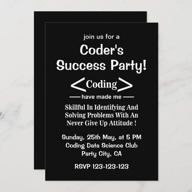Invitation Coder programmeur développeur Coder (Devant / Derrière)