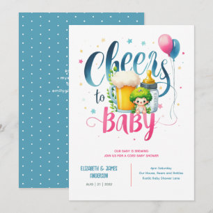 Invitation COED Bébé Brasserie Bouteilles Couples Douche