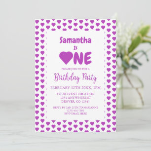 Invitation Coeur 1er anniversaire