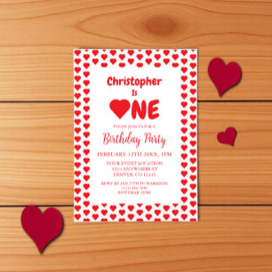 Invitation Coeur 1er anniversaire