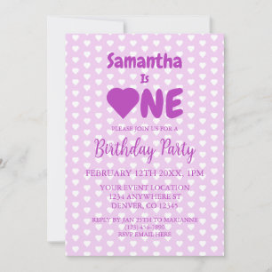 Invitation Coeur 1er anniversaire