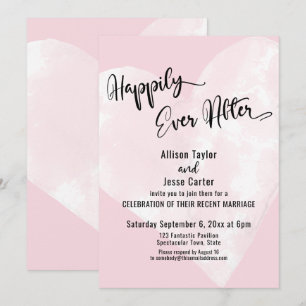 Invitation Cœur aquarelle blanc Rose à tout jamais