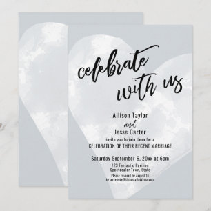 Invitation Cœur Aquarelle Blanche Célébrez avec Nous Gris