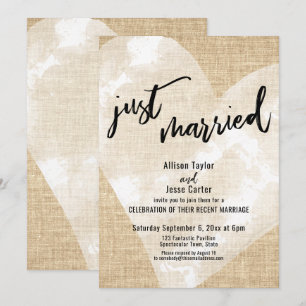 Invitation Cœur Aquarelle Blanche Mariés Burlap Fête