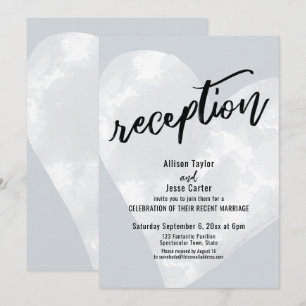 Invitation Cœur Aquarelle Blanche Réception Décontractée Gris