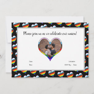 Invitation Coeur arc-en-ciel