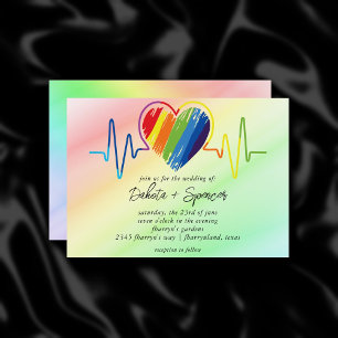 Invitation Coeur arc-en-ciel   Paint Scribble Heart Mariage