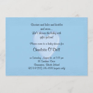 Invitation coeur bleu; baby shower