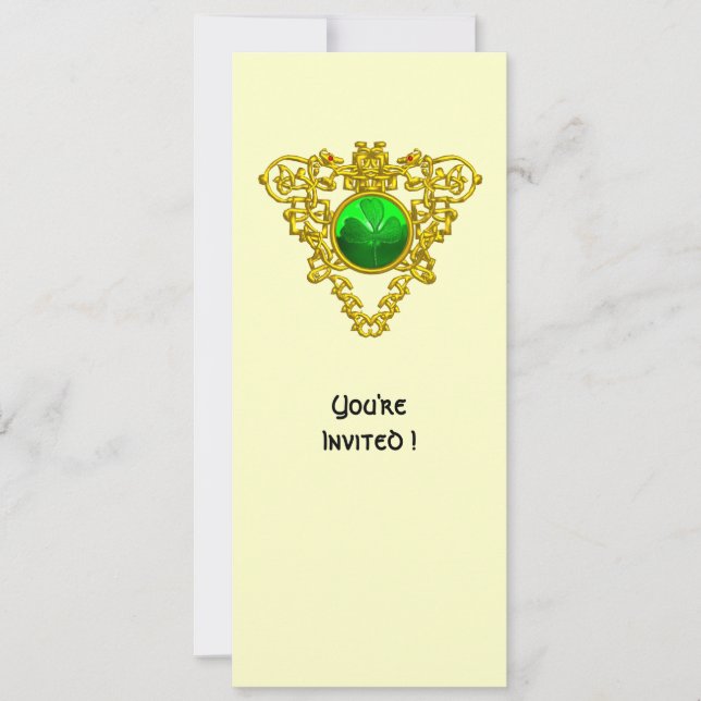 INVITATION COEUR CELTIQUE AVEC LE JOUR DU SHAMROCK ST PATRICK (Devant)