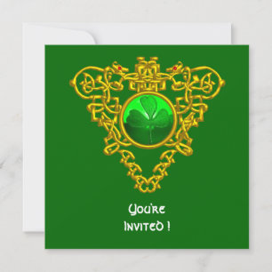 INVITATION CŒUR CELTIQUE AVEC TRÈFLE FÊTE DE LA SAINT-PATRICK