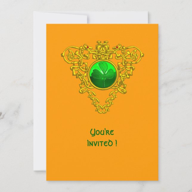 INVITATION CŒUR CELTIQUE AVEC TRÈFLE FÊTE DE LA SAINT-PATRICK (Devant)
