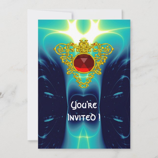 Invitation COEUR CELTIQUE bleu vif (Devant)