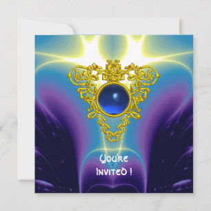 Invitation COEUR CELTIQUE, bleu vif, violet violet