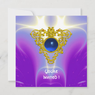 Invitation COEUR CELTIQUE, bleu vif, violet violet