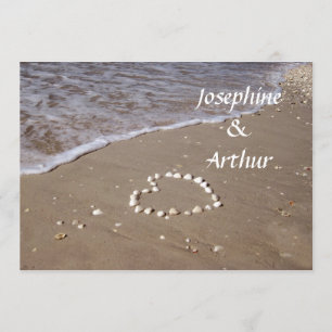 Invitation Coeur coquille sur le sable -horizontal