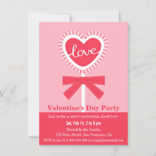 Invitation Cœur de bonbon élégant Lollipop Saint Valentin Fêt