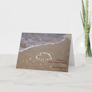 Invitation Coeur de coquille dans le sable (horizontal)