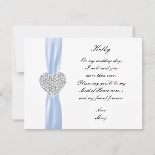 Invitation Cœur de diamant bleu demoiselle d'honneur de maria
