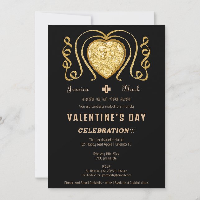 Invitation Coeur de diamant jaune pour la Saint-Valentin (Devant)