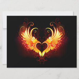 Invitation Coeur de feu ange avec ailes